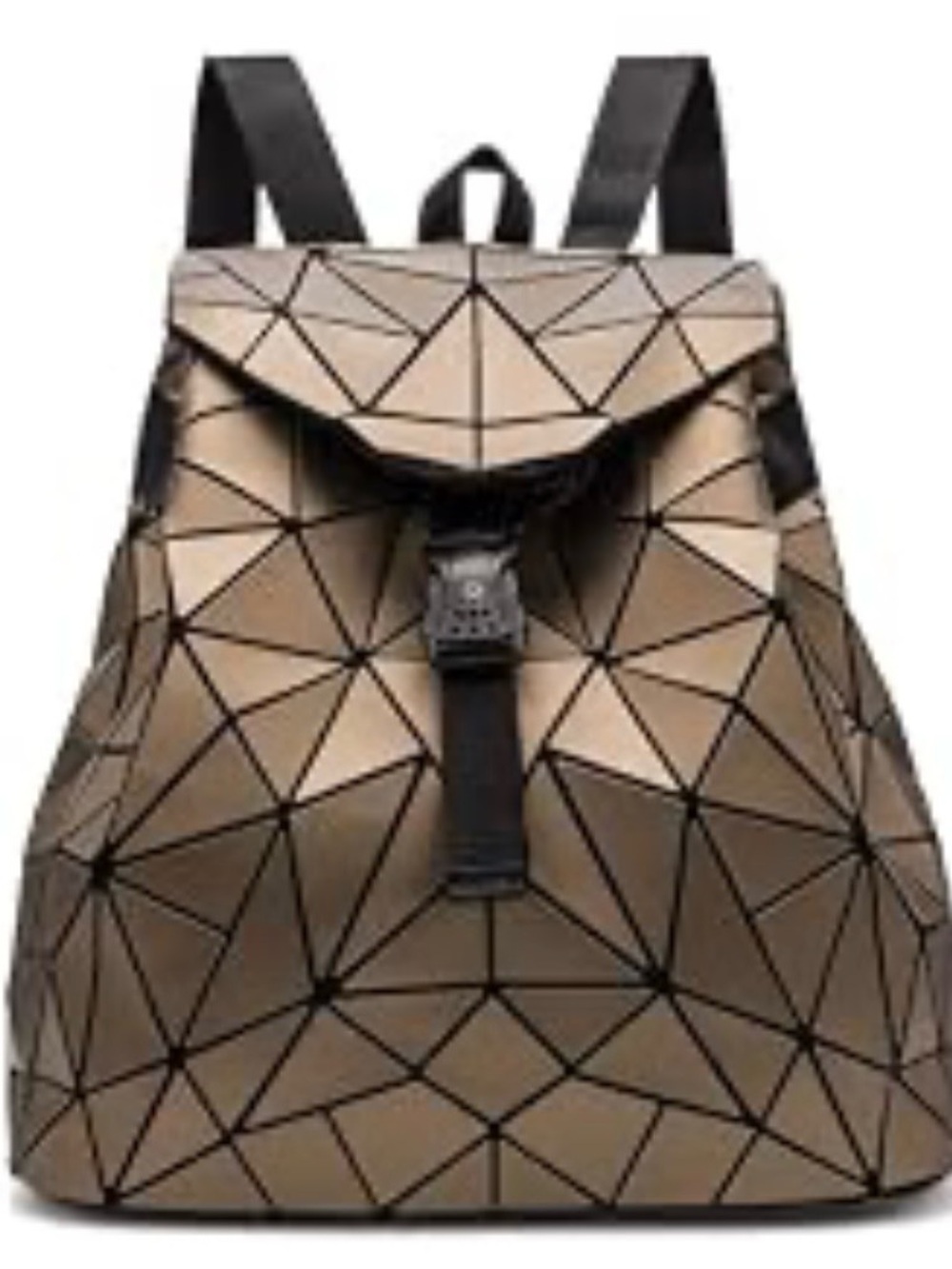 Patrizia Luca Geometric Metallic Gold Women’s Backpack - Designer Style